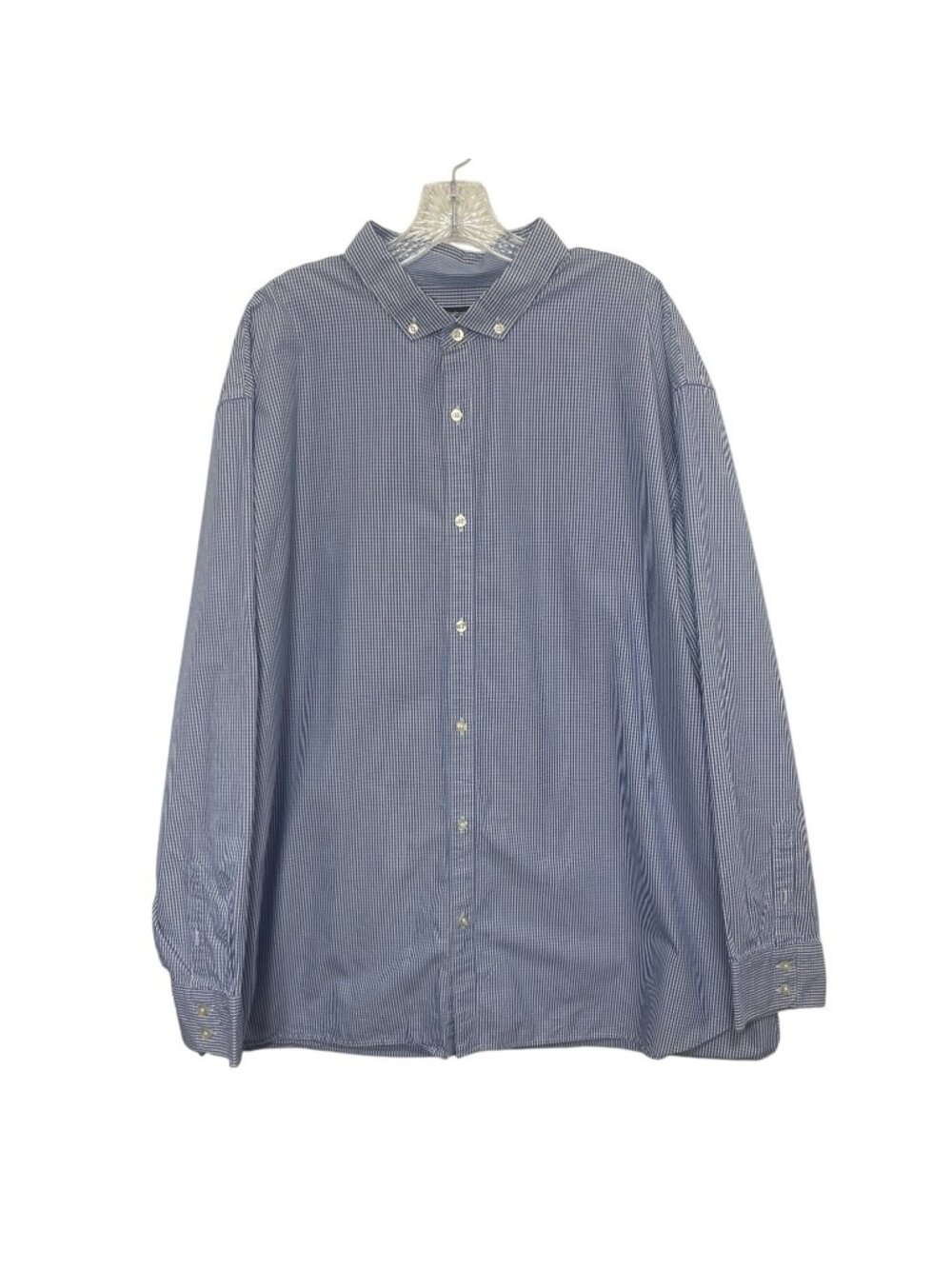 Claiborne Button Front Shirt Mens 3XL Blue White Long Sleeves